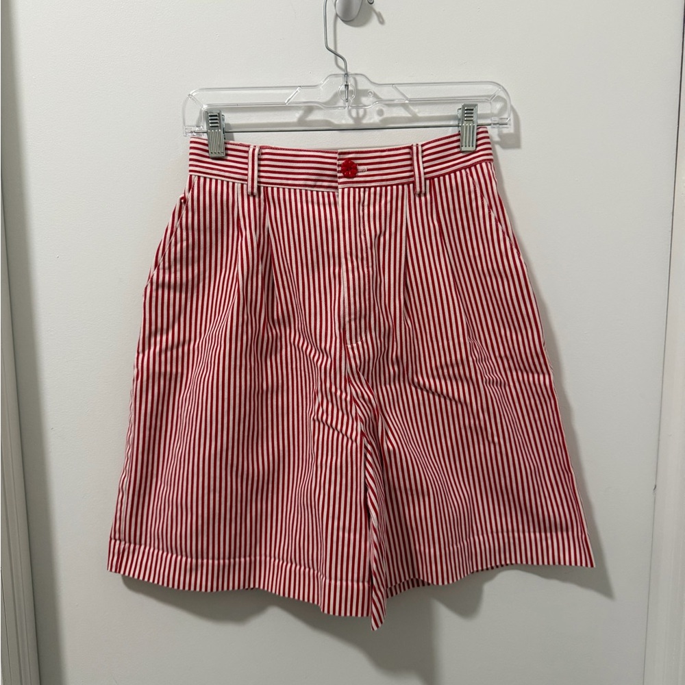 VINTAGE Red & White Striped High-Waist Women’s Shorts